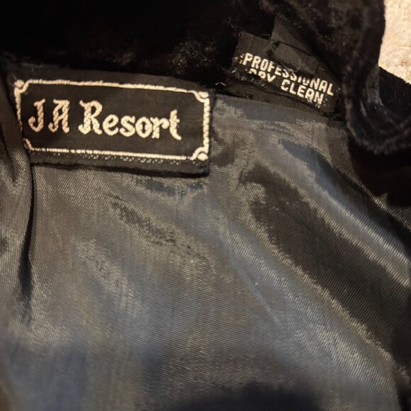 Vintage 80s JA Resort Black Crushed Velvet Bomber Jacket Sequin Fruit - Picture 4 of 8